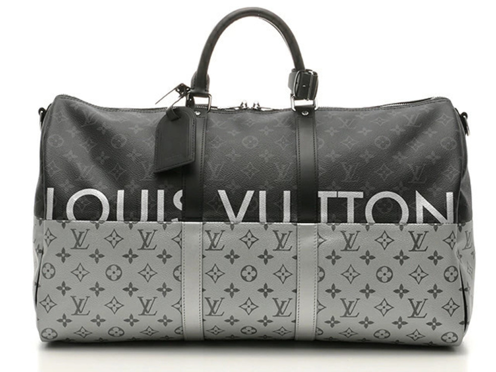 LOUIS VUITTON Keepall Bandouliere Monogram Eclipse Black Split Boston Bag